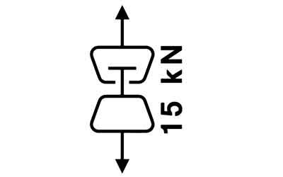 Breaking load straight pull 15 kN